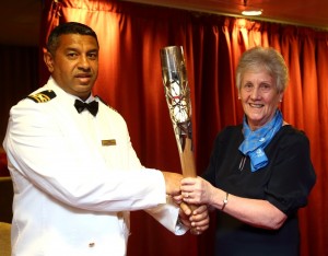 Captain Greentree and Mrs Louise Martin CBE Hon Secretary of the Glasgow Commonwealth Games Association