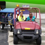 Claire with the baggage trolleys