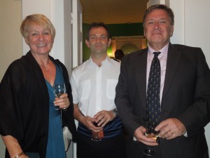 Governor and Mrs Capes with Commander Laughton of HMS Lancaster