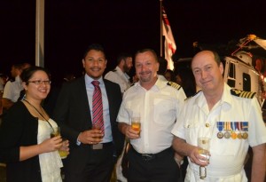 RFA Gold Rover Commander Selby with guests