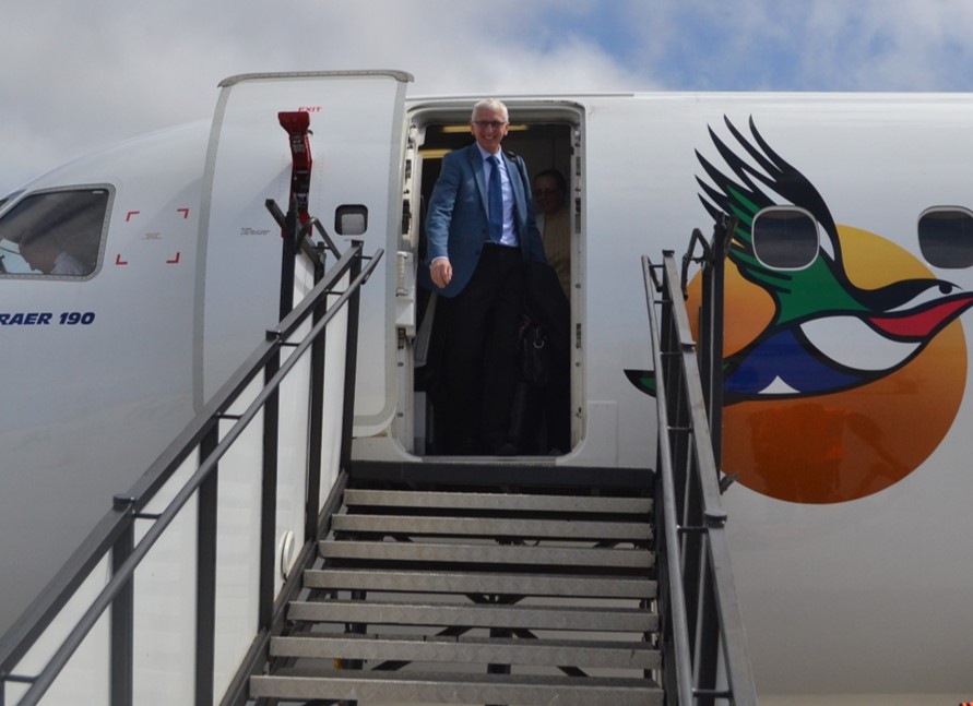 HE-Governor-Dr-Philip-Rushbrook-Arrival-At-St-Helena-Airport-2019